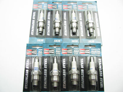 (8) Champion 5838  STAINLESS STEEL Marine Spark Plugs 14mm Thread, 13/16'' Hex