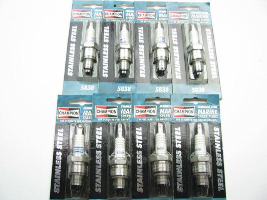 (8) Champion 5838  STAINLESS STEEL Marine Spark Plugs 14mm Thread, 13/16'' Hex