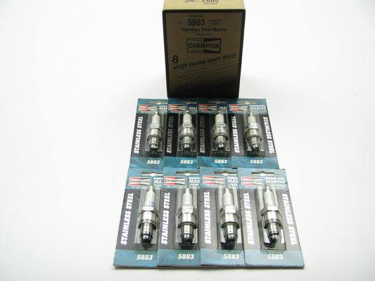 (8) Champion 5883 / QL78C Stainless Steel Marine Spark Plugs 14mm Thread, 13/16''