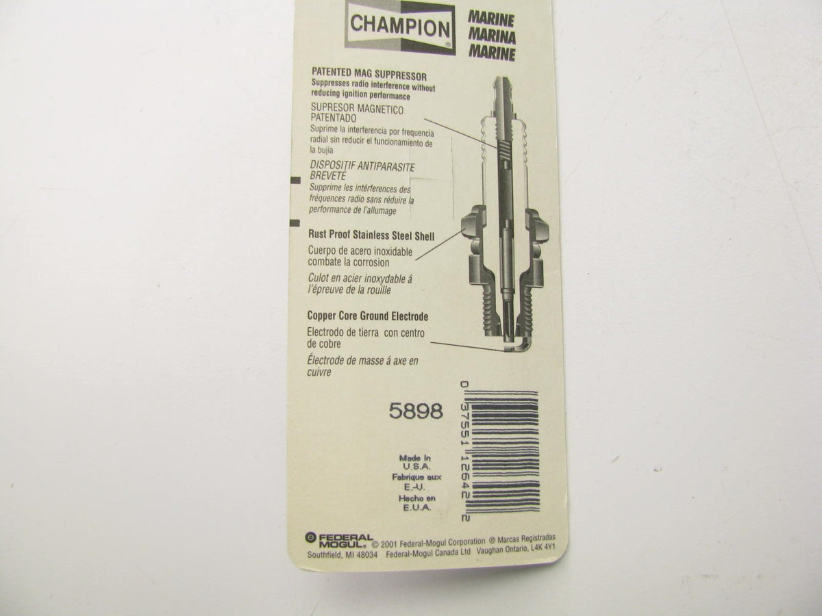 (48 PCS) Champion 5898 / QL76V MARINE STAINLESS STEEL Spark Plugs  14mm Threads