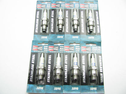 (8) Champion 5898 STAINLESS STEEL Marine Spark Plugs 14mm Threads, 13/16'' Hex