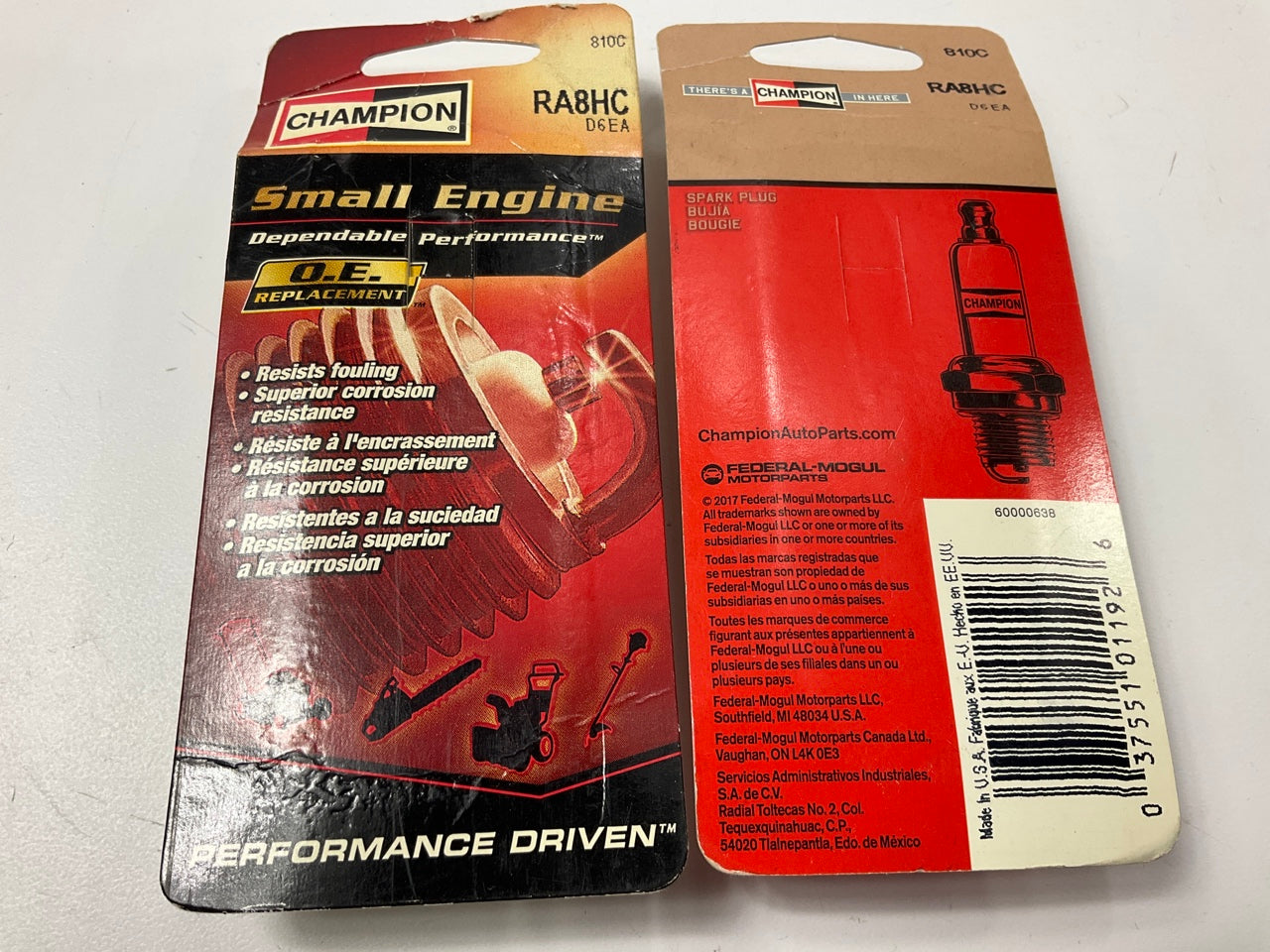 (2) Champion 810C Small Engine Spark Plugs RA8HC Replaces: D6EA