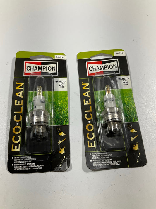 (2) Champion 843ECO Eco-Clean Spark Plug Replaces CJ8 RCJ7Y RCJ8Y J8C