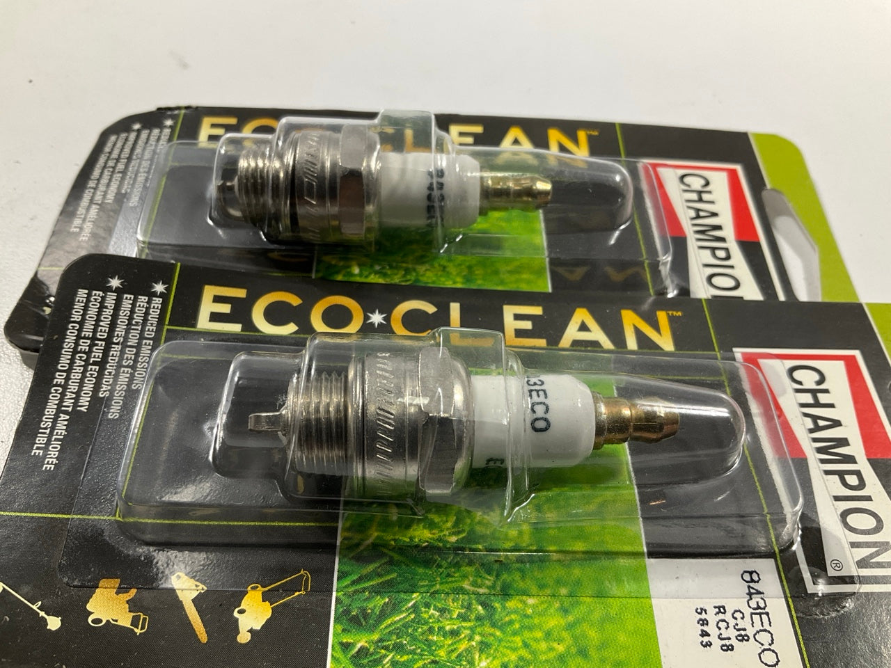 (2) Champion 843ECO Eco-Clean Spark Plug Replaces CJ8 RCJ7Y RCJ8Y J8C