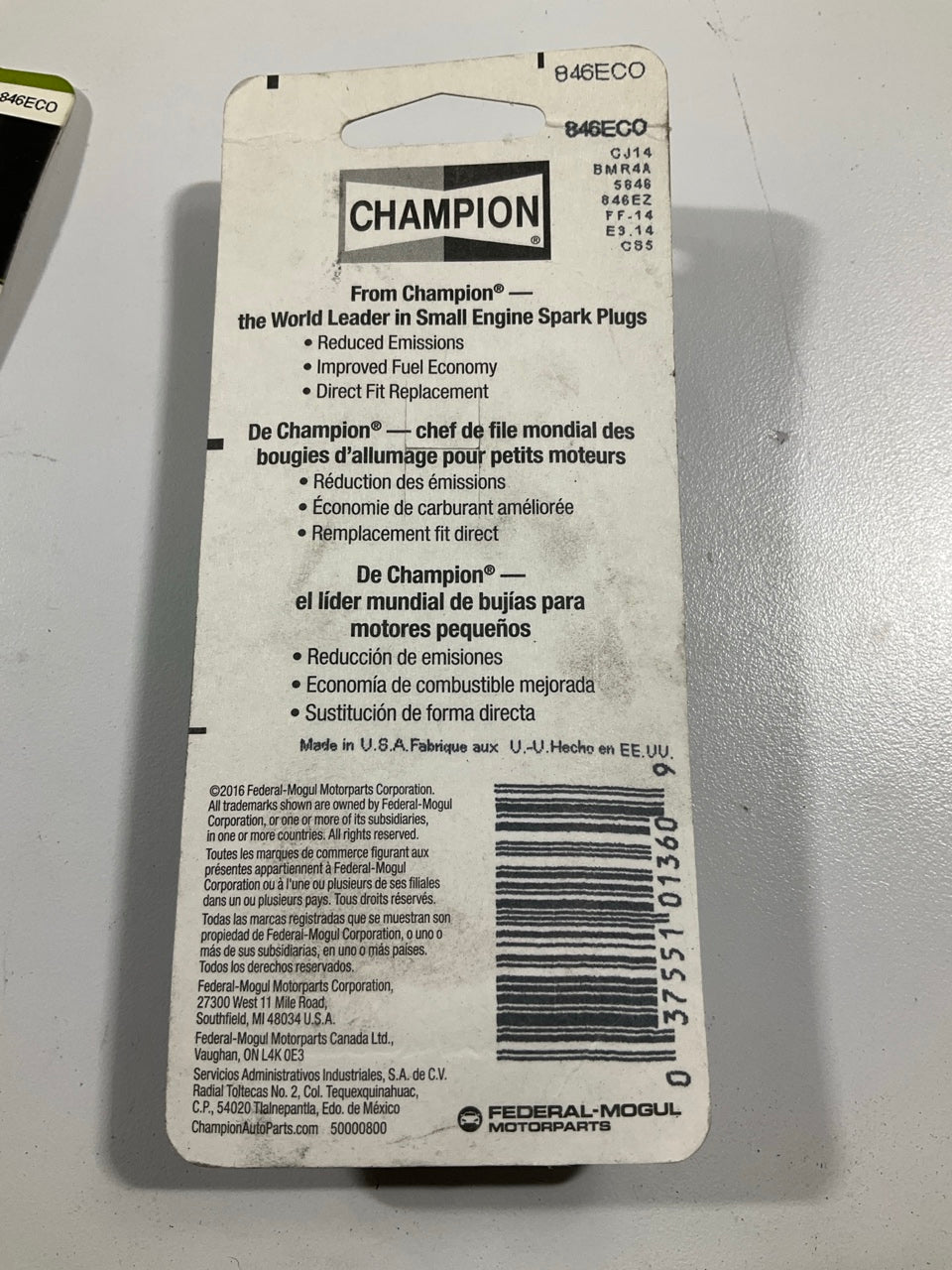 (2) Champion 846ECO Eco-Clean Spark Plug Replaces CJ14 BMR4A 5846 852ECO