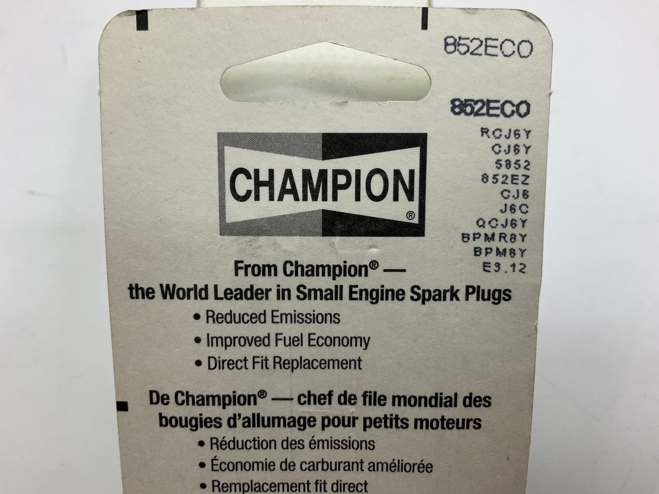 (2) Champion 852ECO Eco Clean Spark Plugs - Replaces 846ECO, CJ14, BMR4A