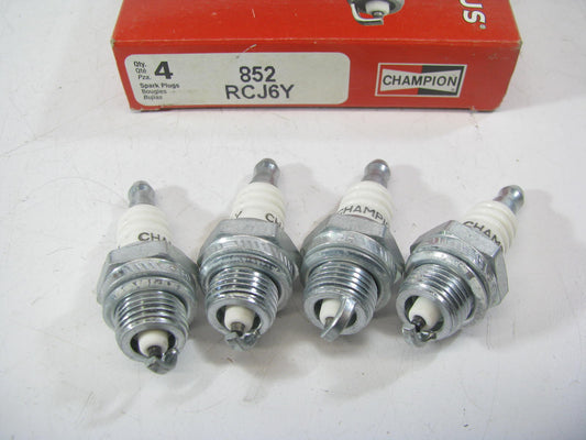 (4) Champion RCJ6Y 852 Ignition Spark Plugs - 14mm Thread 9.5mm Reach 19mm Hex