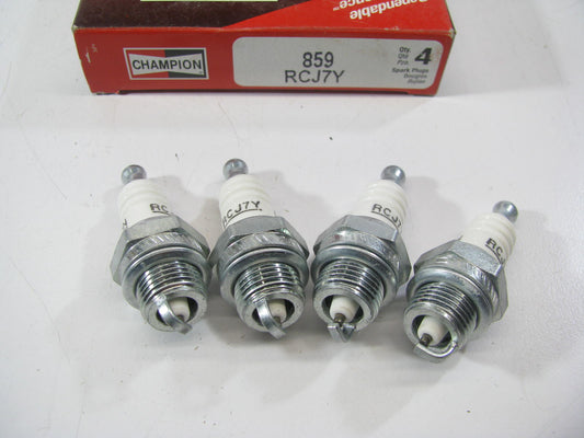 (4) Champion RCJ7Y 859 Ignition Spark Plugs - 14mm Thread 9.5mm Reach 19mm Hex