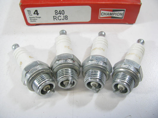 (4) Champion RCJ8 840 Ignition Spark Plugs - 14mm Thread 9.5mm Reach 19mm Hex