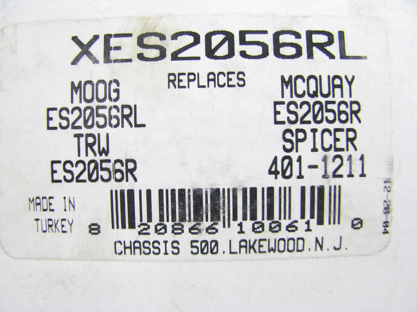 (2) Chassis 500 XES2056RL Steering Tie Rod End - Front Inner