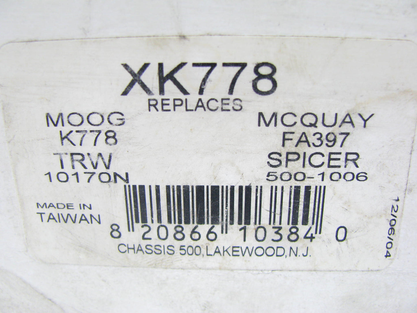 Chassis 500 XK778 Suspension Ball Joint - Front Upper