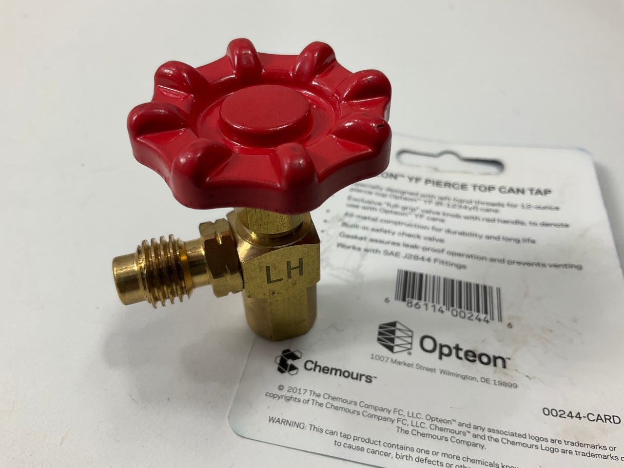 Opteon YF 00244  1234 Pierce Top Refrigerant Can Tap, Left Hand Thread