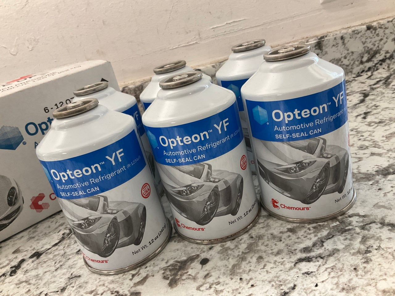 Chemours R-1234yf Automotive A/C Refrigerant Opteon YF Box Of (6) 12Oz Cans