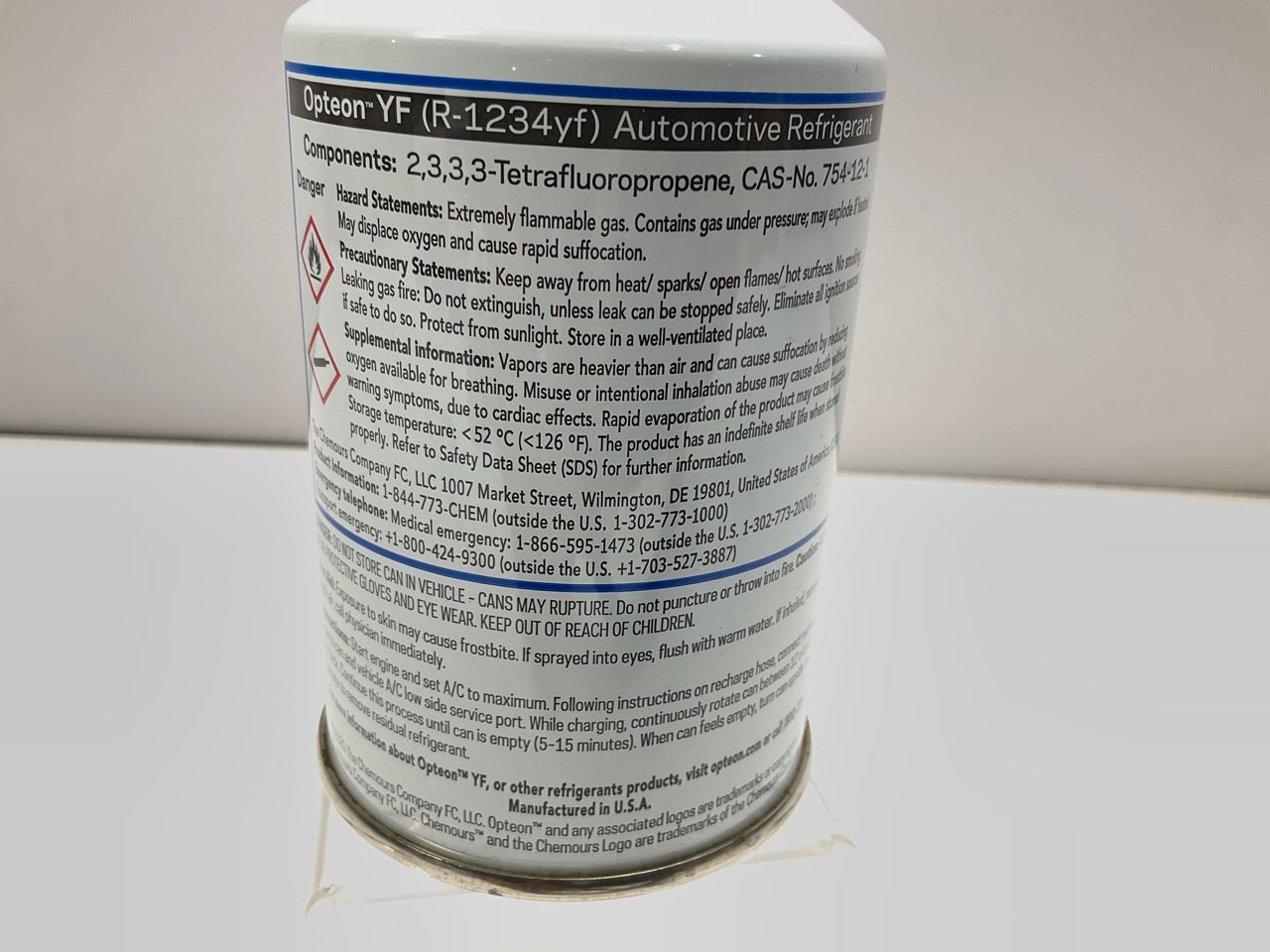 Chemours R-1234YF Automotive A/C Refrigerant Opteon YF 12 Oz Can R1234YF