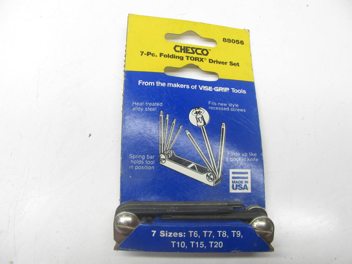 NOS Chesco 88056 7 Piece Folding Torx Driver Set T6 7 8 9 10 5 20 - MADE IN USA