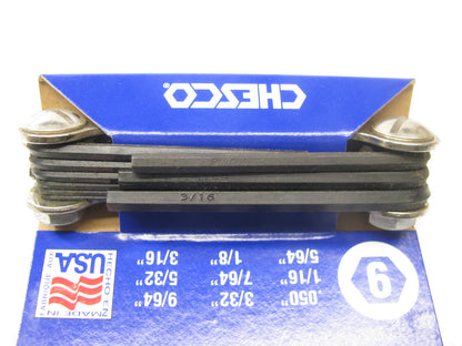 Chesco 88095 Foldable Allen Hex Key Wrench Set - 9 Difference Sizes, Made In USA