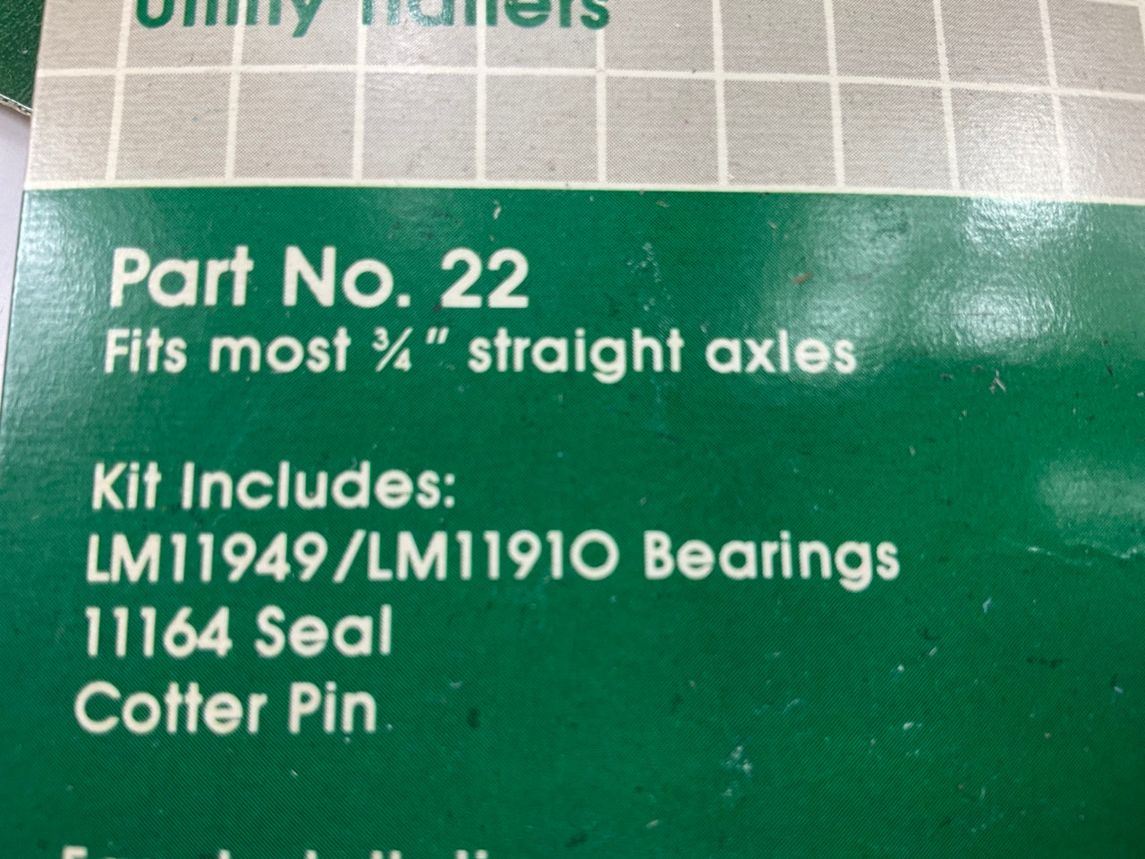 CR #22 3/4'' Trailer 0.75'' Straight Axle Wheel Bearing Kit: LM11949 & LM11910