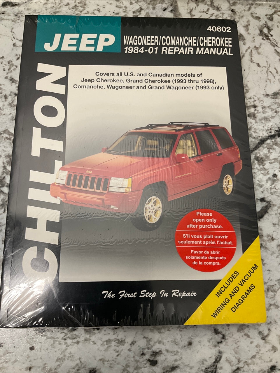 Chilton 40602 Repair Manual For 1984-2001 Jeep Cherokee, 93-98 Grand Cherokee