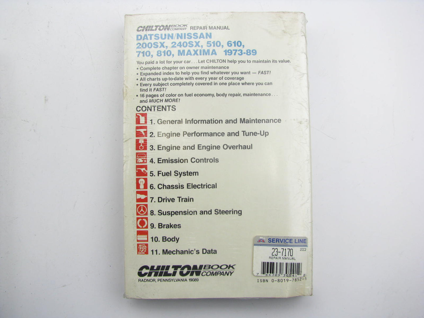 SEALED Chilton 7170 Repair Manual For 73-89 Nissan 200SX 240SX 510 670 710 810