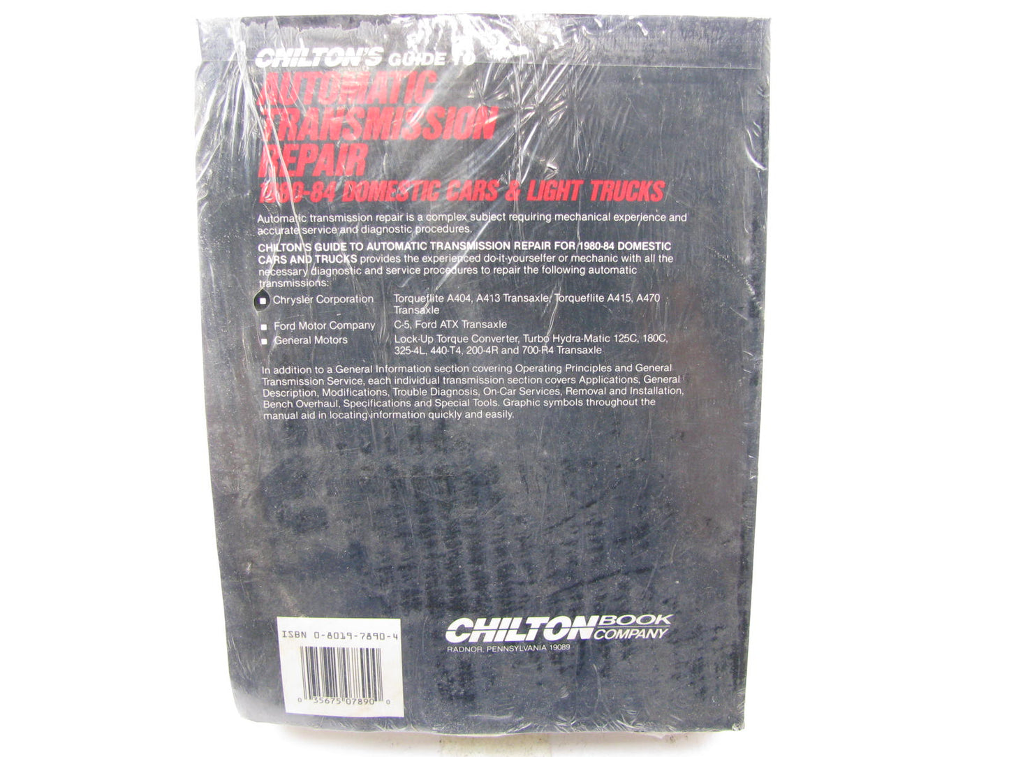 Chilton 7890 Guide To Automatic Transmission Repair 1980-1984