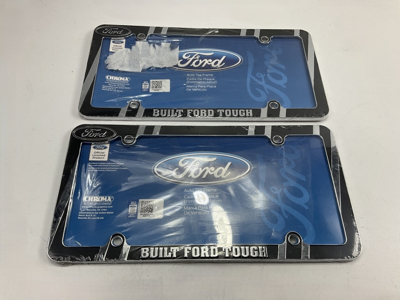 Set Of (2) Chroma 42528 License Plate Frames - Built Ford Tough