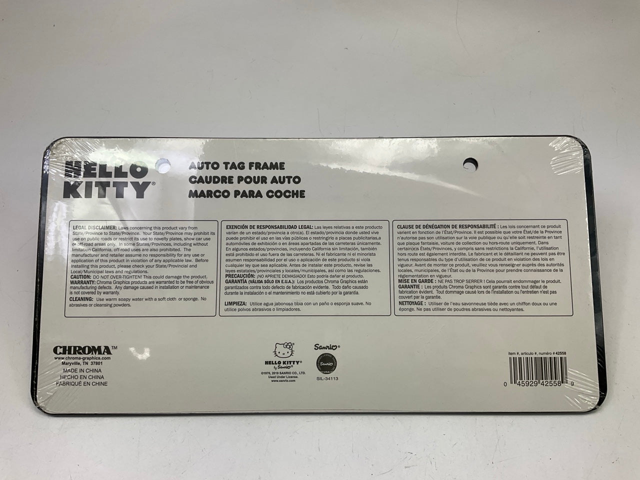 (2) Chroma 42558 Hello Kitty Cute License Plate Frame