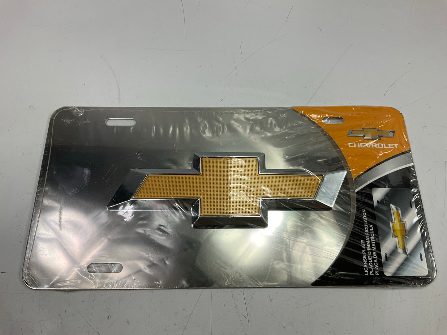 Chroma 55403 Chevy Gold/Chrome 3D Bow Tie Front License Plate Logo W/ Bowtie