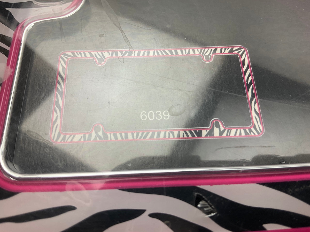 Chroma 6039 Pink Black White Zebra Tiger STRIPES License Plate Frame