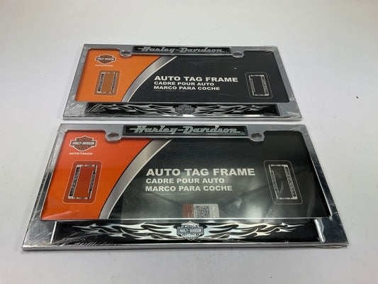 (2) Chroma 6413 SUV & Truck Black License Plate Frames For Harley-Davidson