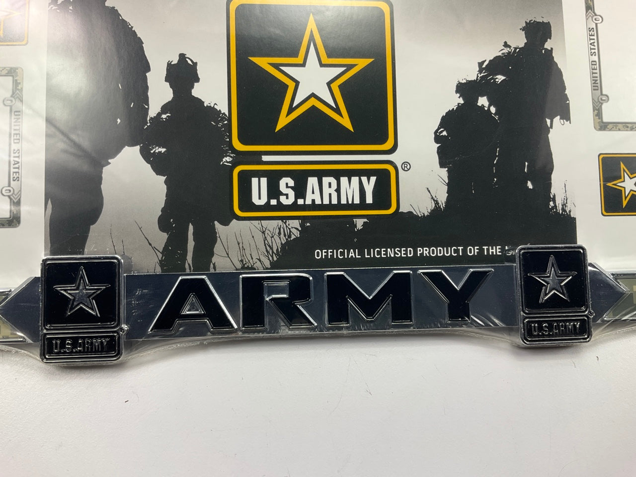 (2) Chrome Emblems ARMY-LPF License Plate Frames W/3-D Graphics