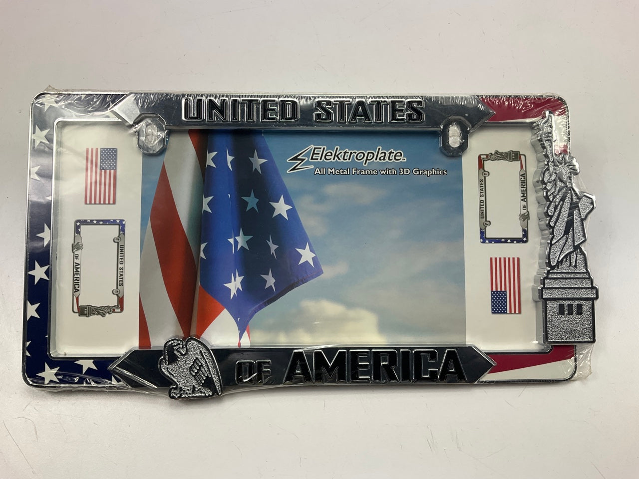 Chrome Emblems Elektroplate USA-LPF License Plate Frame W/ 3D Graphics