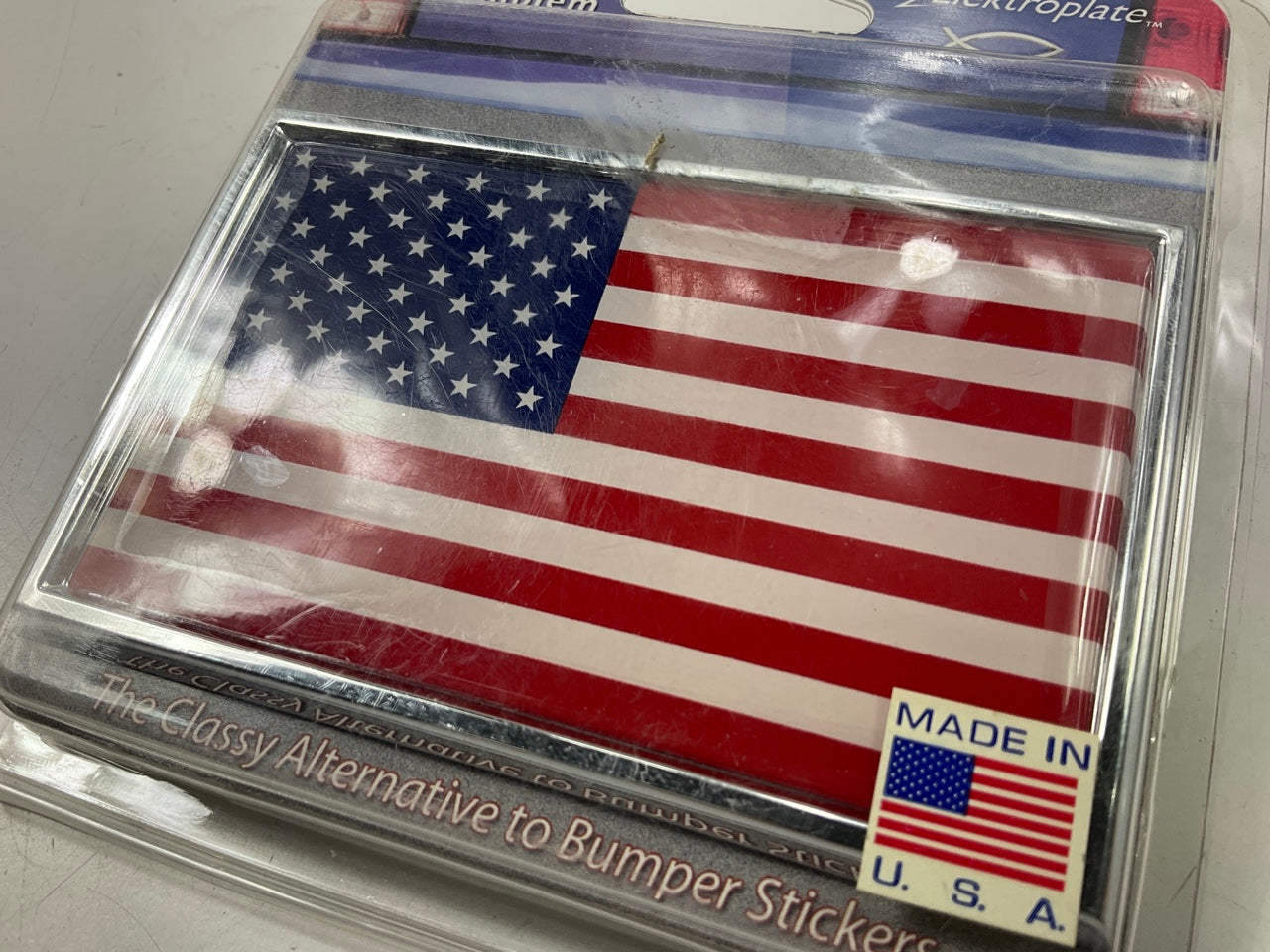 Chrome Emblems Elektroplate USA LARGE FLAG Emblem