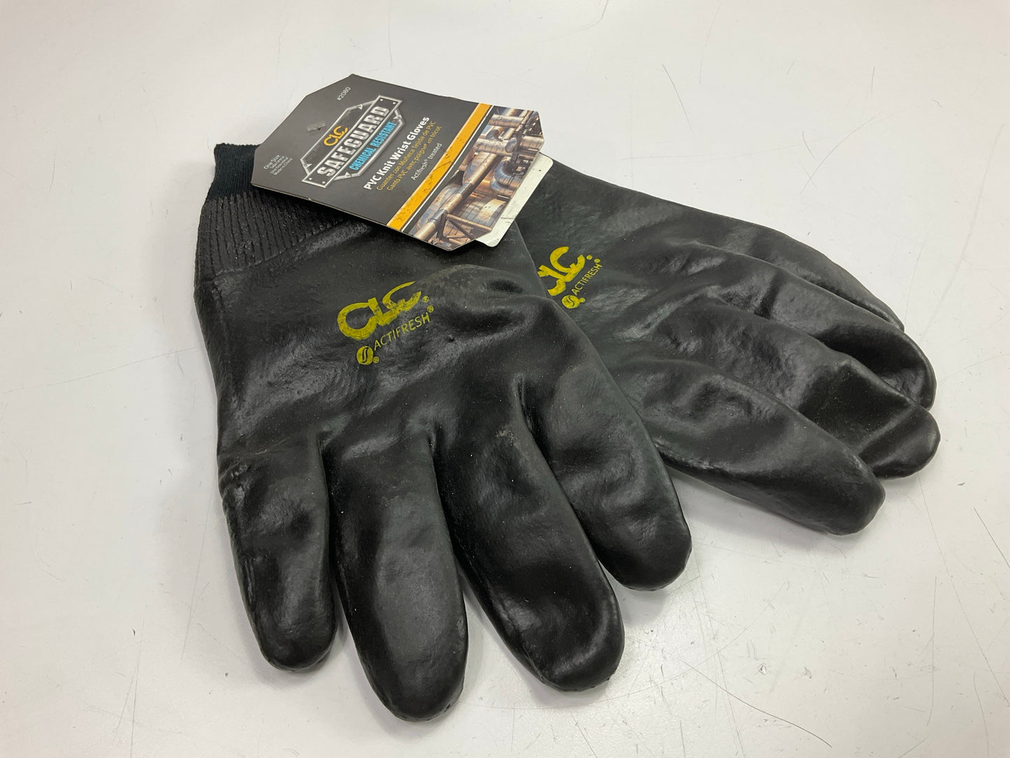 CLC SAFEGUARD CHEMICAL RESISTANT PVC Knit Wrist Gloves, One Size