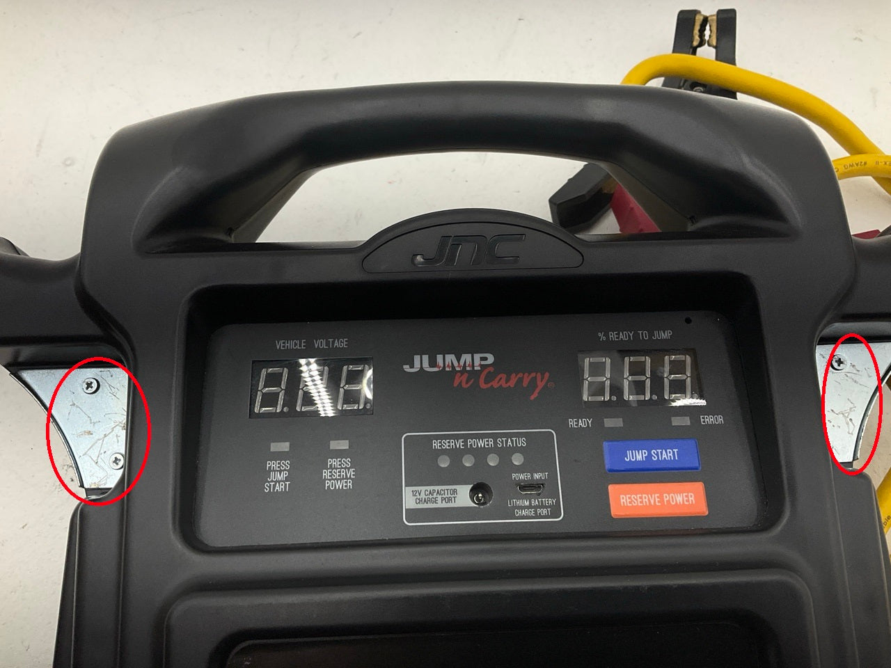 W/O 12V CHARGER Clore Jump-N-Carry JNC8800 12V 800 Amp Battery Jump Starter Box