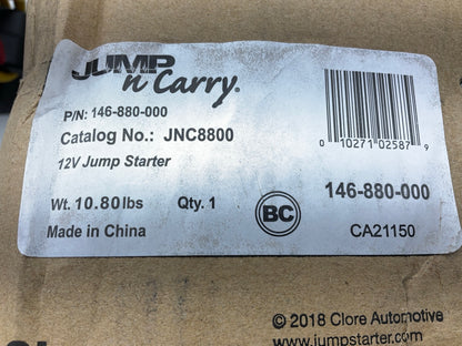 Clore Jump-N-Carry JNC8800 12V 800 Amp Ultracapacitor Battery Jump Starter Box