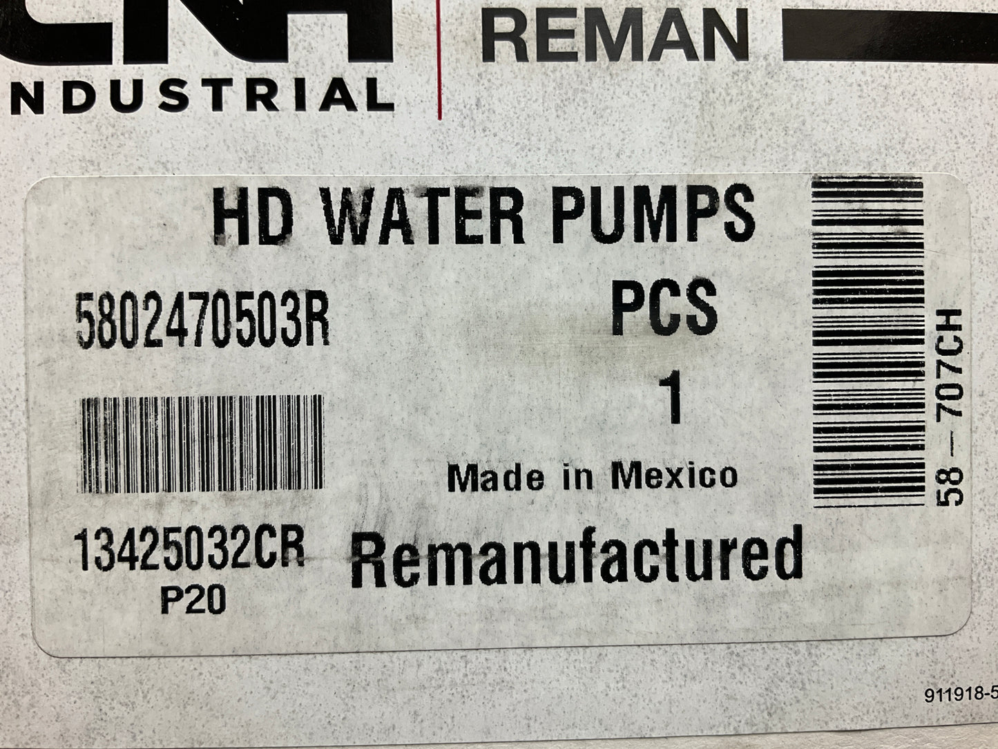 REMAN. - OEM 5802470503R Water Pump For Case Iveco FPT NEF Series