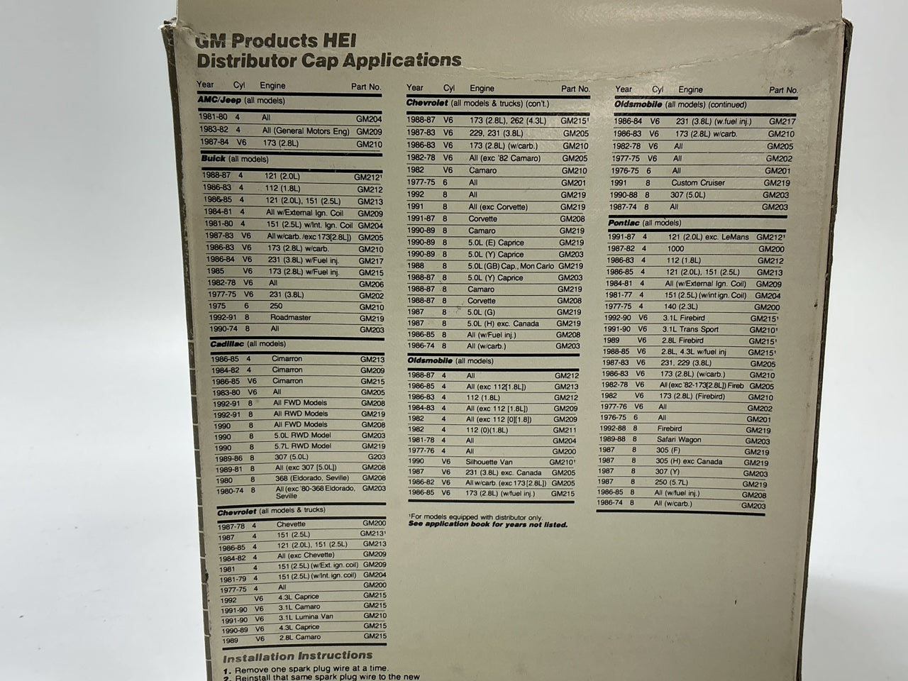 Cobra GM212 Ignition Distributor Cap