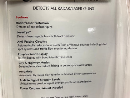 Cobra RAD 250 Radar / Laser Detector,  SEALED