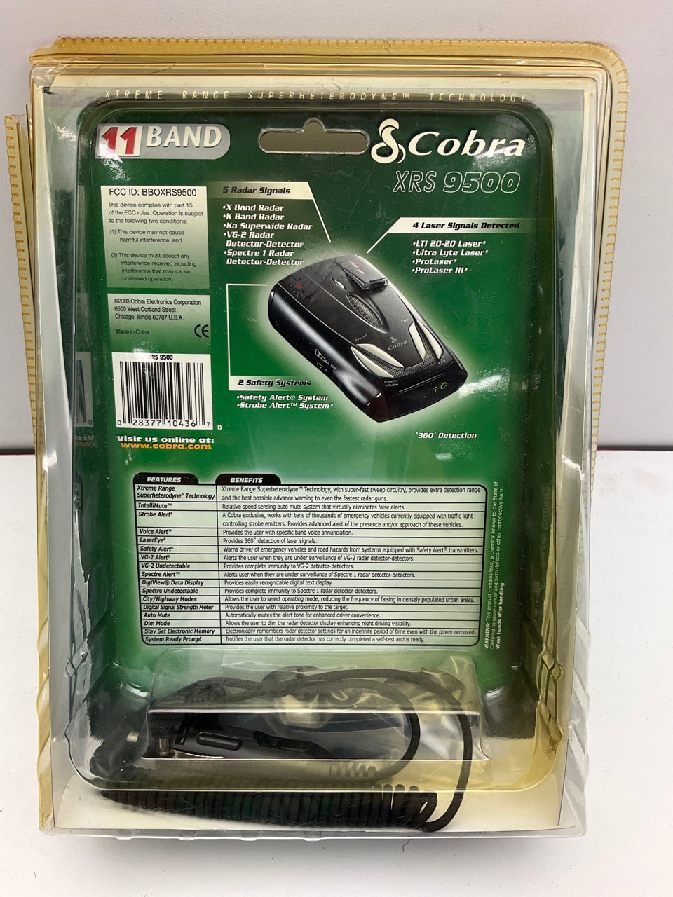 NEW, SEALED Cobra XRS-9500 11 Band Radar Laser Detector Xtreme Range