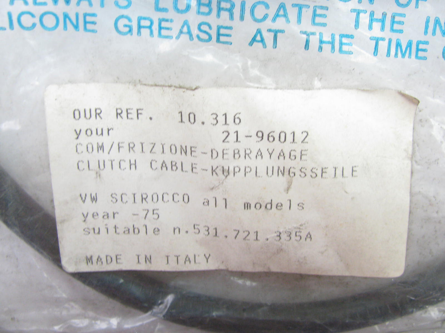Cofle 21-96012 Clutch Cable 531721335A  For 1975 Volkswagen Rabbit, Scirocco