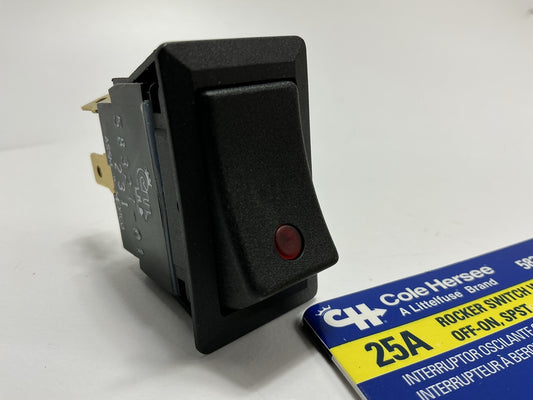 Cole Hersee 58327-01-BP Off-On Rocker Switch With Pilot Single Pole 25A 12V