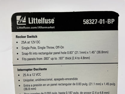 Cole Hersee 58327-01-BP Off-On Rocker Switch With Pilot Single Pole 25A 12V