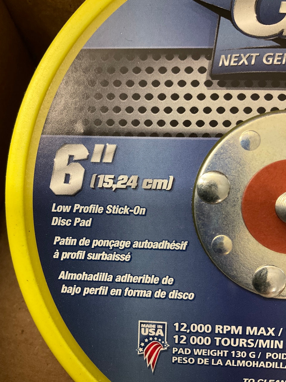 Color Extra 6'' Low Profile Stick-On Sanding Disc Pad, Made In USA, 12,000 RPM