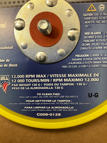 Color Extra 6'' Low Profile Stick-On Sanding Disc Pad, Made In USA, 12,000 RPM