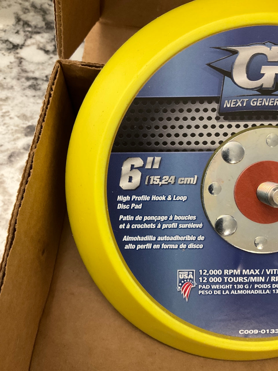 Color Extra 6'' High Profile Hook & Loop Sanding Disc Pad, Made In USA 12,000 RPM