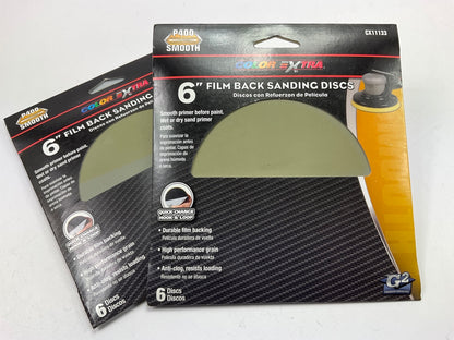 (2) Pack Of 6 Color Extra CX11133 6'' Film Back Sanding Discs P400 Grit Smooth