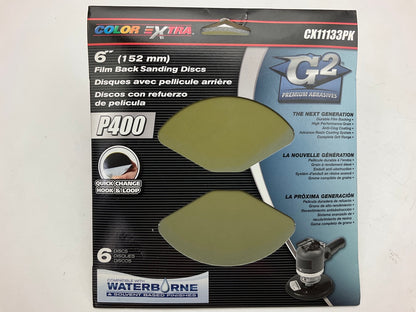 Color Extra CX11133PK 6'' Film Back Sanding Discs P400 400 Grit - 6 Pack