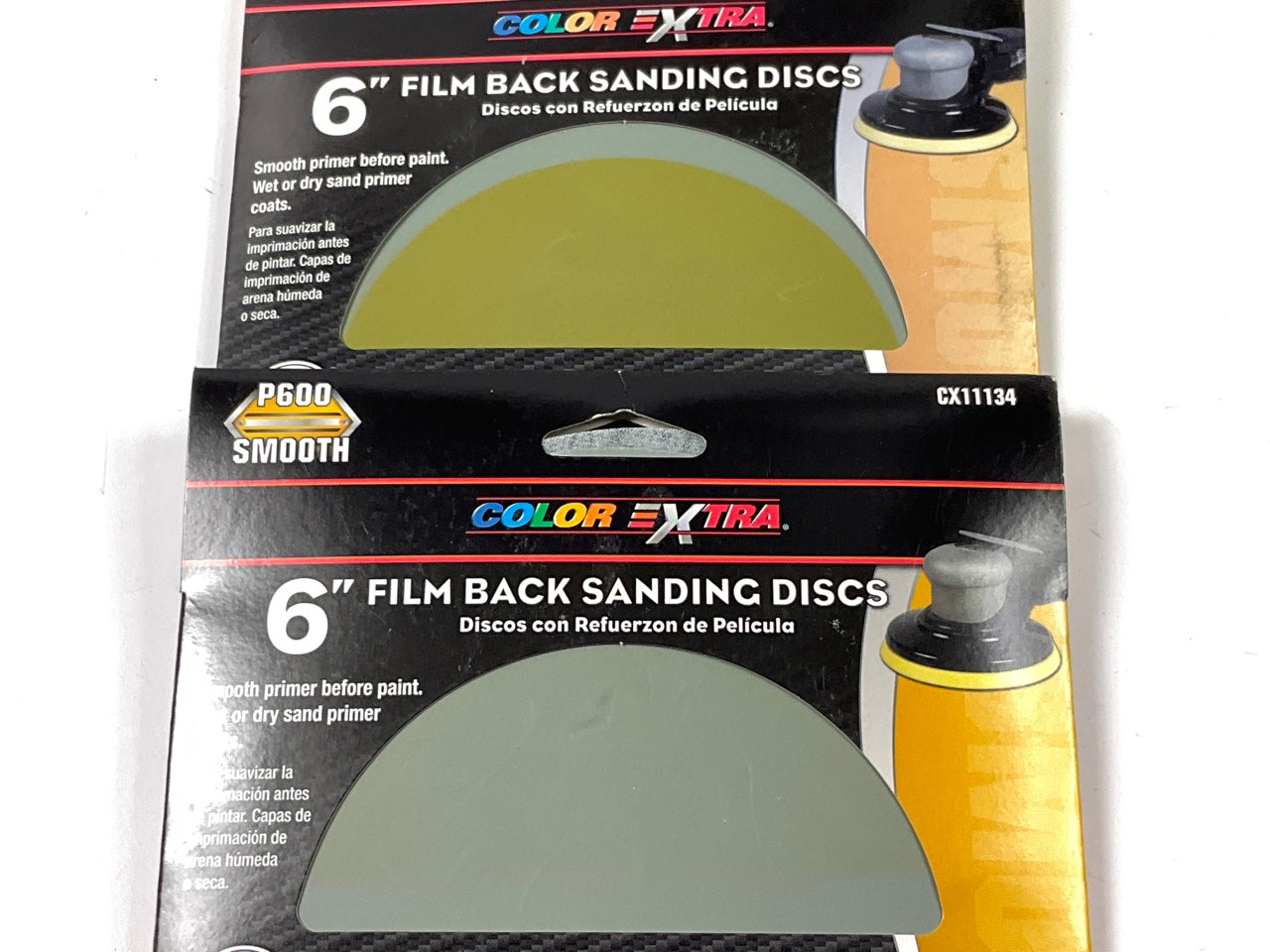 (2) 6 Pack - Color Extra CX11134 6'' Film Back Sanding Discs P600 600 Grit