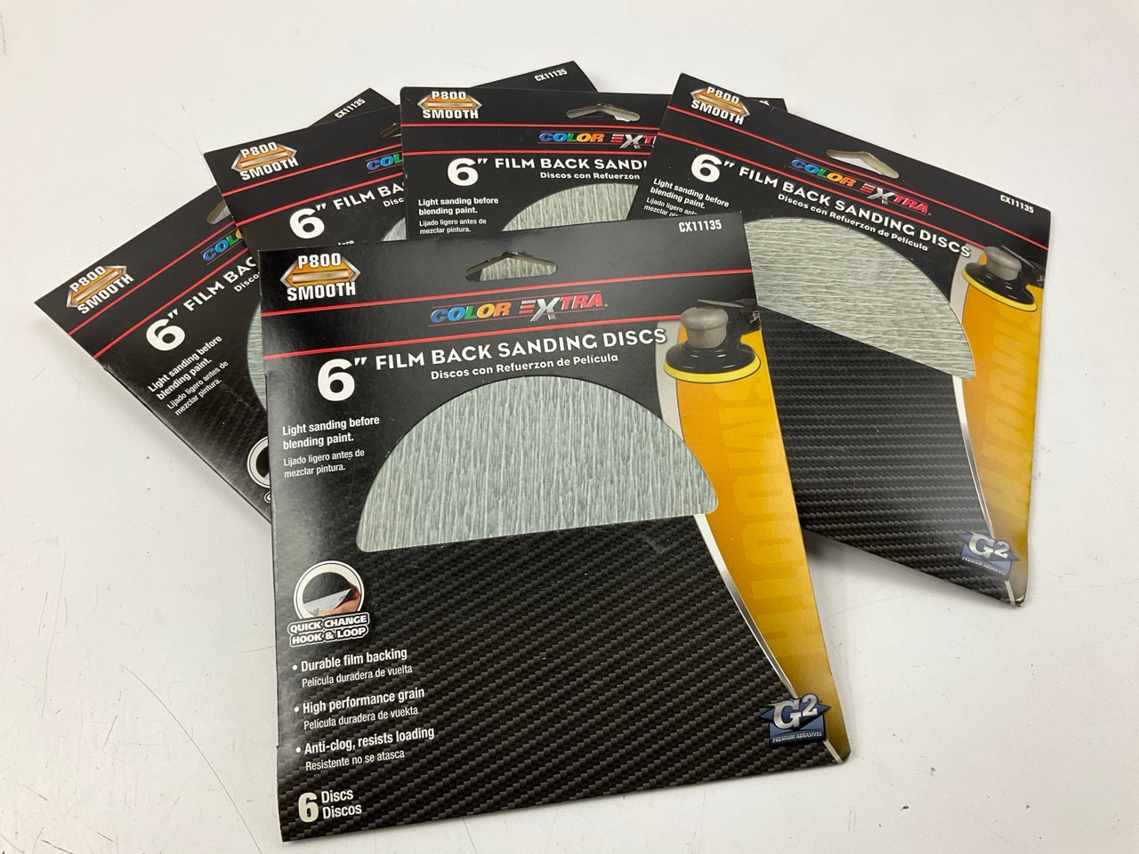 5 PACKS - Color Extra CX11135  6'' Film Back Sanding Discs, P800 Grit, 6 In Each