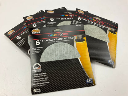 5 PACKS - Color Extra CX11135  6'' Film Back Sanding Discs, P800 Grit, 6 In Each